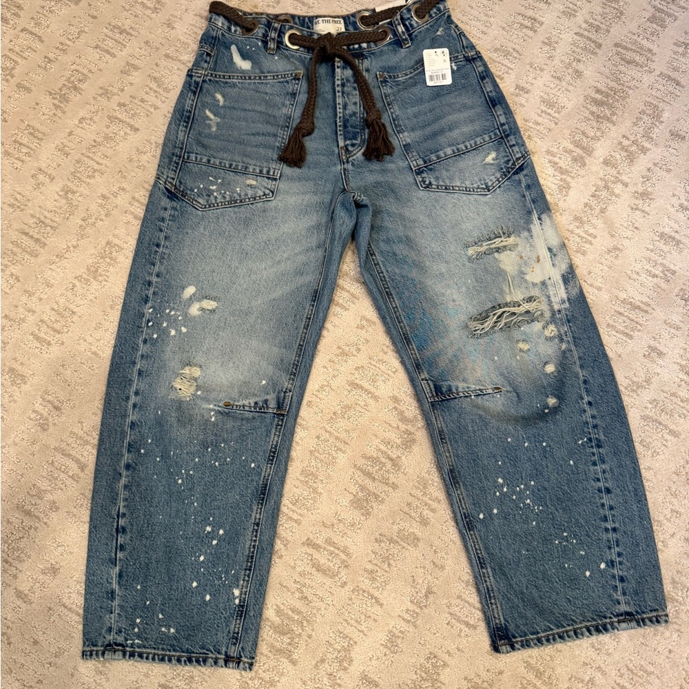 New We The Free Light Blue Denim Barrel Jeans